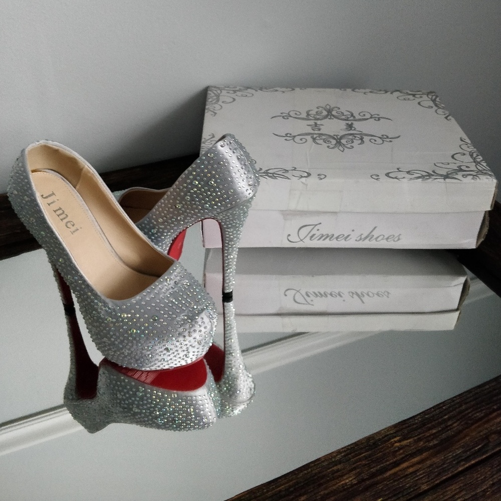 Silver Red Bottom Heels